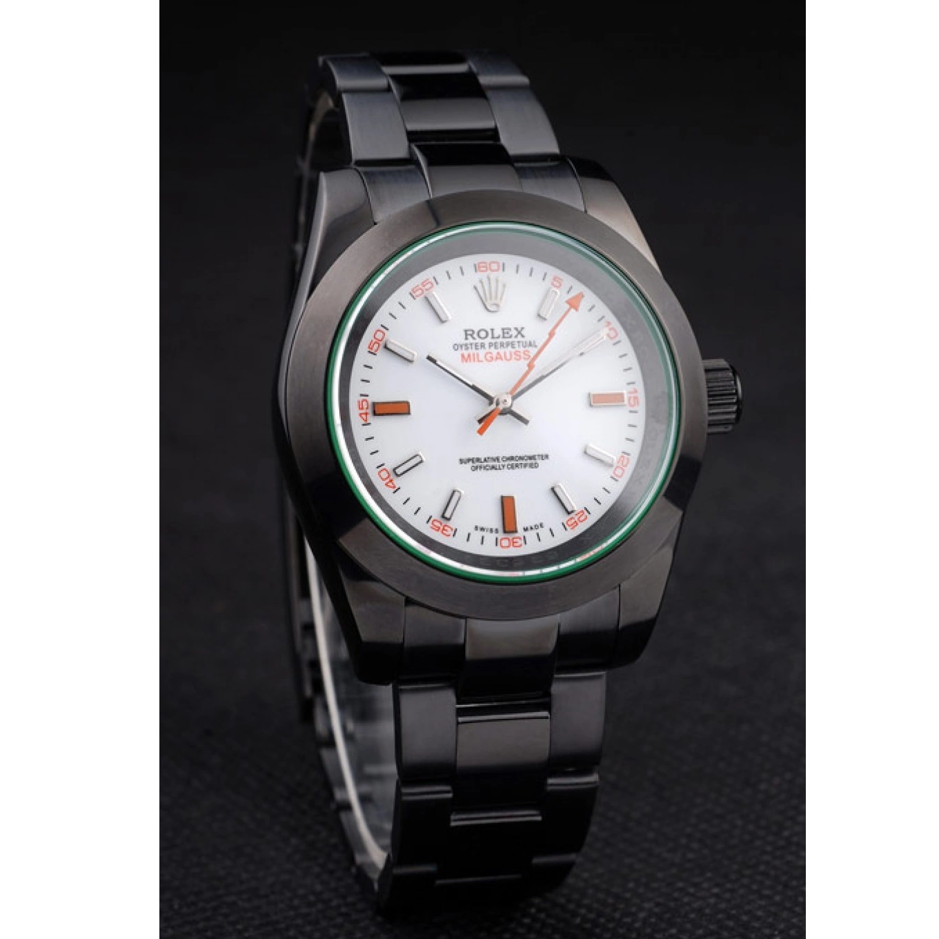 Aaa replica watch Green Dial Rolex White Milgauss Pro-Hunter Tinted Saphire 0727